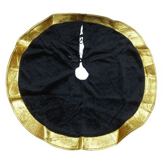 Božićni podložak za jelku, 100 cm, okrugli, zlatno-crni uzorak