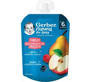 GERBER Piure din mere,pere,zmeura,afine 80g d/p (6l+ )