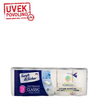 Sanft&Sicher CLASSIC toaletni papir, 3-slojni 10kom