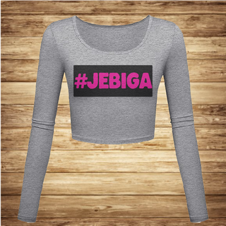 #JEBIGA siva ženska majica crop top dugi rukav veličina XS