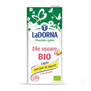 Lapte de consum integral BIO LaDorna, fara lactoza, 3.5% grasime, 1 l
