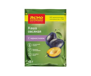 ЯСНО СОЛНЫШКО Terci de ovăz cu prune 45g