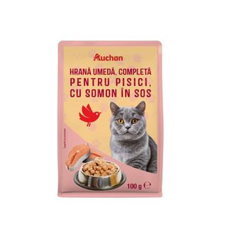 Hrana umeda pentru pisici adulte Auchan, somon in sos, 100 g
