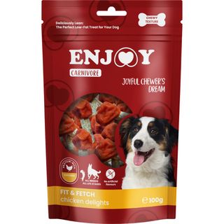Recompense pentru caini Enjoy Carnivore Fit Fetch Chicken Delights 100g