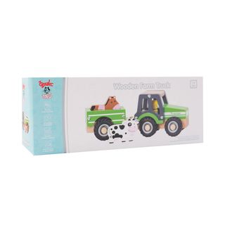 Wooden Дървен трактор с ремарке и животни -185893