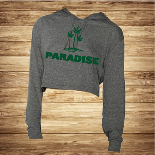 PARADISE siva ženska majica crop top s kapuljačom dugi rukav