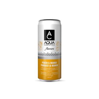 Bautura carbogazoasa Aqua Carpatica Flavours cu aroma de piersici si mango, 0.33 l