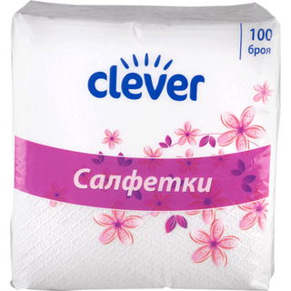 Clever Салфетки 33/33 избелени,рецикл 100 БР / 38918775