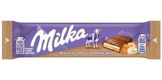 Baton de ciocolata cu biscuit si crema cu aroma de alune Milka, 46 g