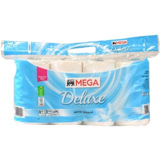 MEGA, Hartie igienica alba Deluxe, 8 role, 3 straturi (ID 2105)