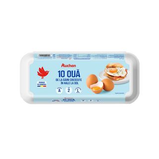 Oua de gaina, Auchan, marime L, cod 2, 10 bucati
