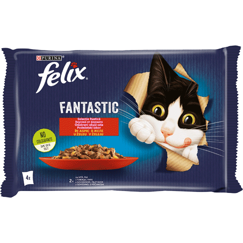 Felix Fantastic Пауч за котка фермерско меню в желе