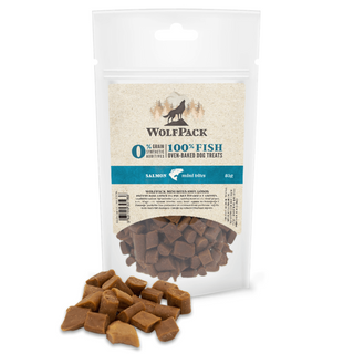 Recompense pentru caini Wolfpack Treats Mini Bites Somon 85g