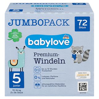 babylove UMBOPACK Premium pelene junior, veličina 5 (10-16 kg), 72 kom