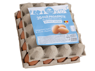 Oua marimea L 20 bucati Oua de la gaini crescute la sol Carrefour Classic