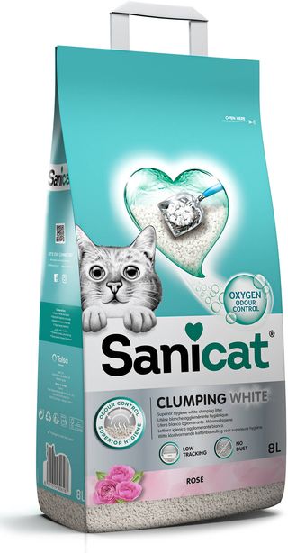 SANICAT Clumping White Rose Nisip pentru pisici, bentonită 8L/6,8kg 