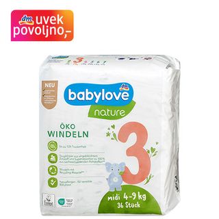 babylove nature pelene midi, 4-9 kg, 36kom