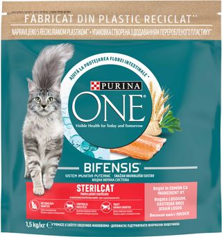 PURINA ONE Hrană uscată pentru pisici Adulte STERILCAT, cu Somon şi Grâu 1,5kg 