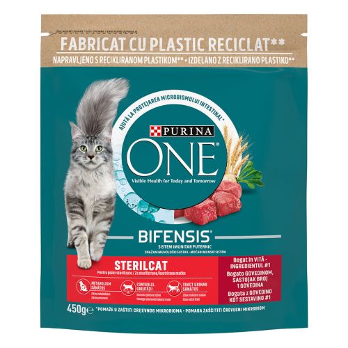 One Sterilcat Суха храна за котки с  говеждо