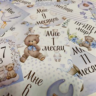Карточки с месяцами для новорождённых (12шт)