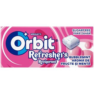 Guma de mestecat fara zahar cu aroma de fructe si menta Orbit, 17.9 g