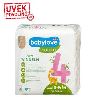 babylove nature pelene veličine 4 maxi (8-14kg), 34kom