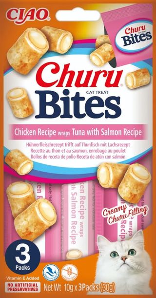 Recompense pentru pisici Inaba Churu Bites, ton si somon, 30 g