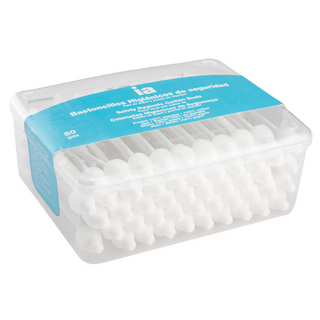 Betisoare de urechi din bumbac cu opritor 203043, Interapothek | 50 buc