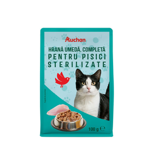 Hrana umeda pentru pisici sterilizate Auchan, pui, 100 g