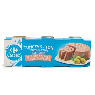 Ton Albacora in ulei de masline 3x80G Carrefour Classic
