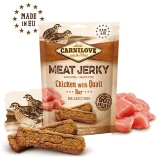 Recompense pentru caini Carnilove Dog Jerky Pui & Prepelita 100g