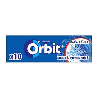 Guma de mestecat cu arome de menta si mentol Orbit Winterfrost, 10 bucati, 14 g