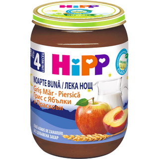 Hipp BIO млечна каша грис,ябълки и праскови 4м+ 190 ГР / 38928594