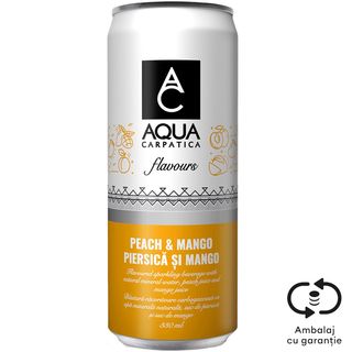 Aqua Carpatica, Bautura racoritoare carbogazoasa cu suc de piersica si mango 0.33L (ID 57520)