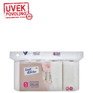 Sanft&Sicher Deluxe toaletni papir, 5-slojni 8kom