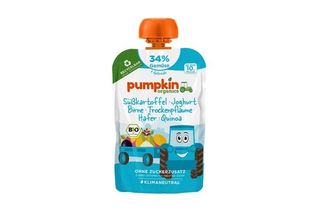 Piure BIO de cartofi dulci, iaurt, pere , prune uscate, ovaz, quinoa, 10+, 100g, Pumpkin Organics