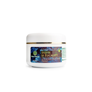 Unguent cu Salvie și Eucalipt (cu  extract de salvie și eucalipt, ulei de cocos, vitamina E, ulei de lavandă și ceară de albini)