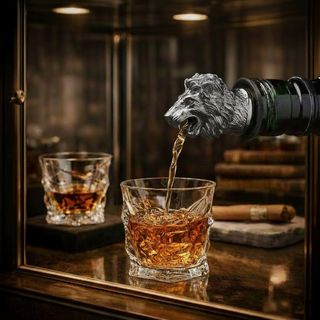 Umjetnički metalni nastavak za sipanje u srebrnoj boji u obliku glave lava