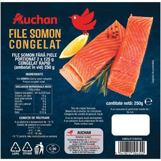 File de somon Auchan, 2 x 125 g