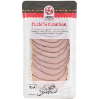 Gusturi romanesti, Muschi file afumat feliat 100g (ID 4469)