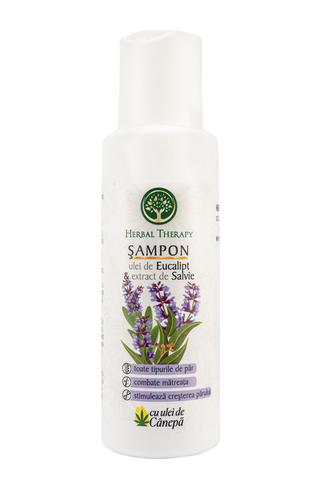 Șampon cu extracte de Eucalipt și Salvie + ulei de cânepă 100 ml