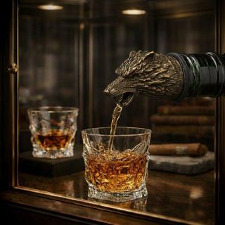 Umjetnički metalni nastavak za sipanje u bronzanoj boji u obliku glave vuka