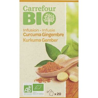 Carrefour Bio – Preparat Pentru Infuzie, Cu Curcuma Si Ghimbir, Ecologic 20X1.5G