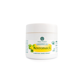 Unguent cu Rostopască (cu extract de rostopască, ceară de albini, vaselină, ulei de cocos, vitamina E și ulei de lavandă) 