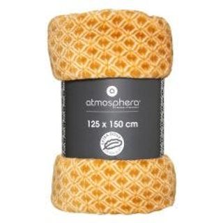 Ćebe flanelsko 125x150cm oker/bijelo Atmosphera C.Dinterieur 181018R