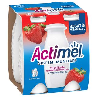Iaurt, cu Bifidus, de baut capsuni 4x100g Actimel