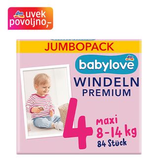 babylove JUMBOPACK PREMIUM pelene maxi, veličina 4 (8-14 kg), 84 kom