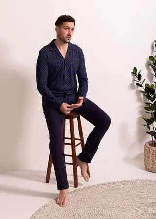 Pijama Bărbați Derek Bambus bleumarin 2XL