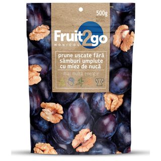 FRUIT2GO Prune umplute cu miez de nuca 500g