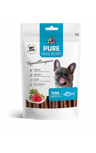 Recompense pentru caini Pet's Dessert Hypoallergenic cu ton 80 gr